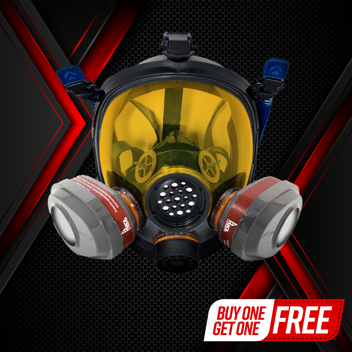 PD-101 Full-Face Industrial Air Purifying Respirator (APR) with A1 Organic Vapor (OV) with P2 Particulate Filter Canister