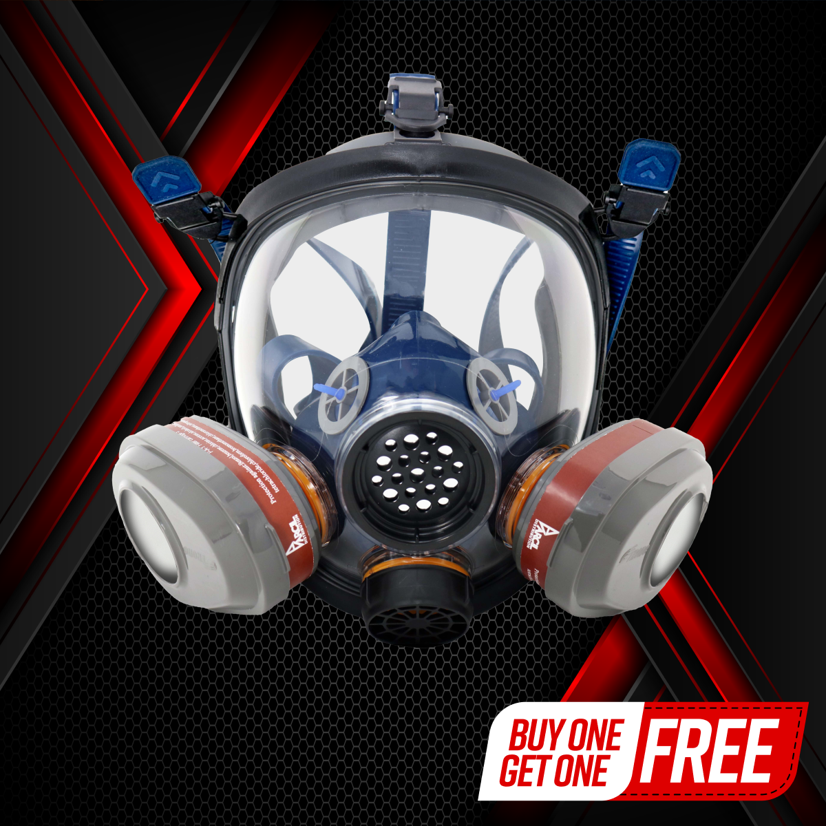 PD-101 Full-Face Industrial Air Purifying Respirator (APR) with A1 Organic Vapor (OV) with P2 Particulate Filter Canister