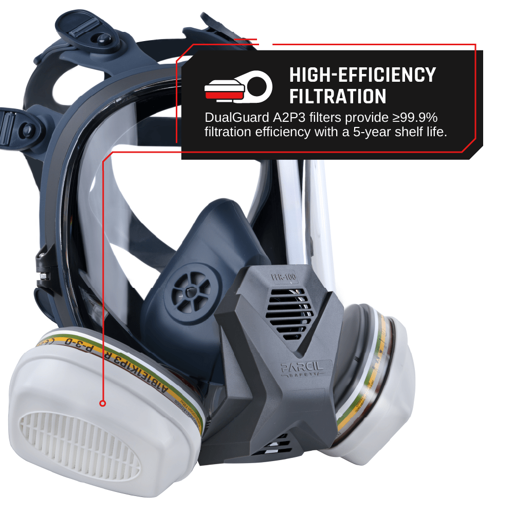 FFR - 100 Bayonet Full - Face Respirator with DualGuard A2P3 R Cartridge Set - Parcil SafetyParcil Safety
