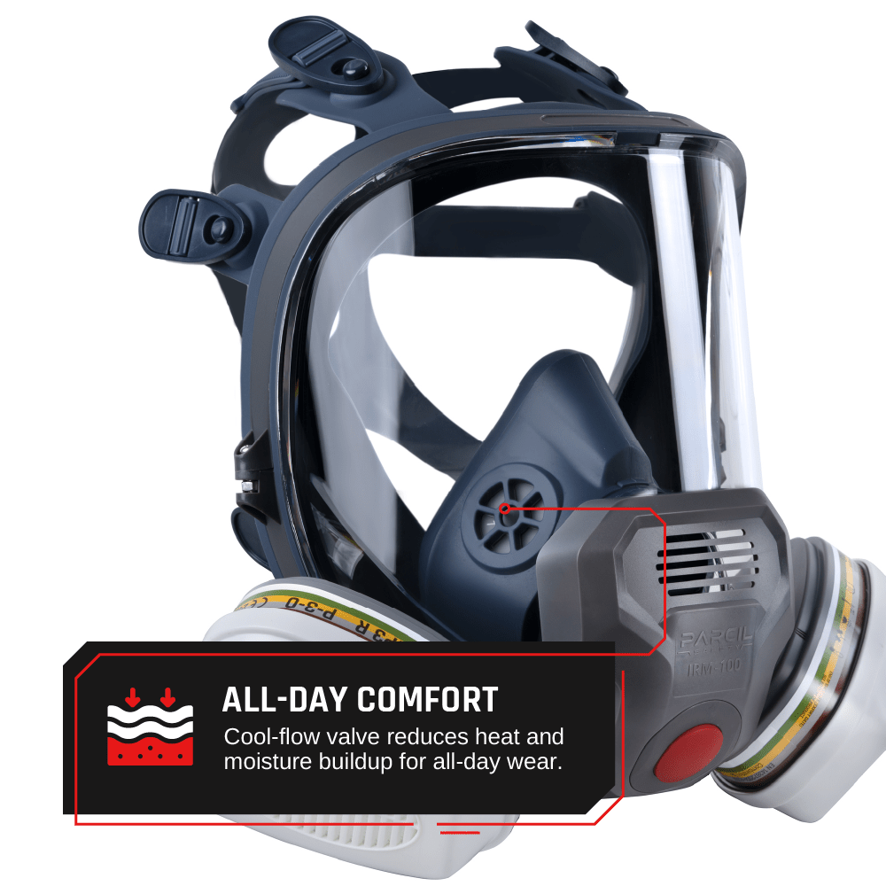 IRM - 100 Industrial Full - Face Respirator with P - 3 - 0 ABEK1P3 Combination Cartridge Set - Parcil SafetyParcil Safety