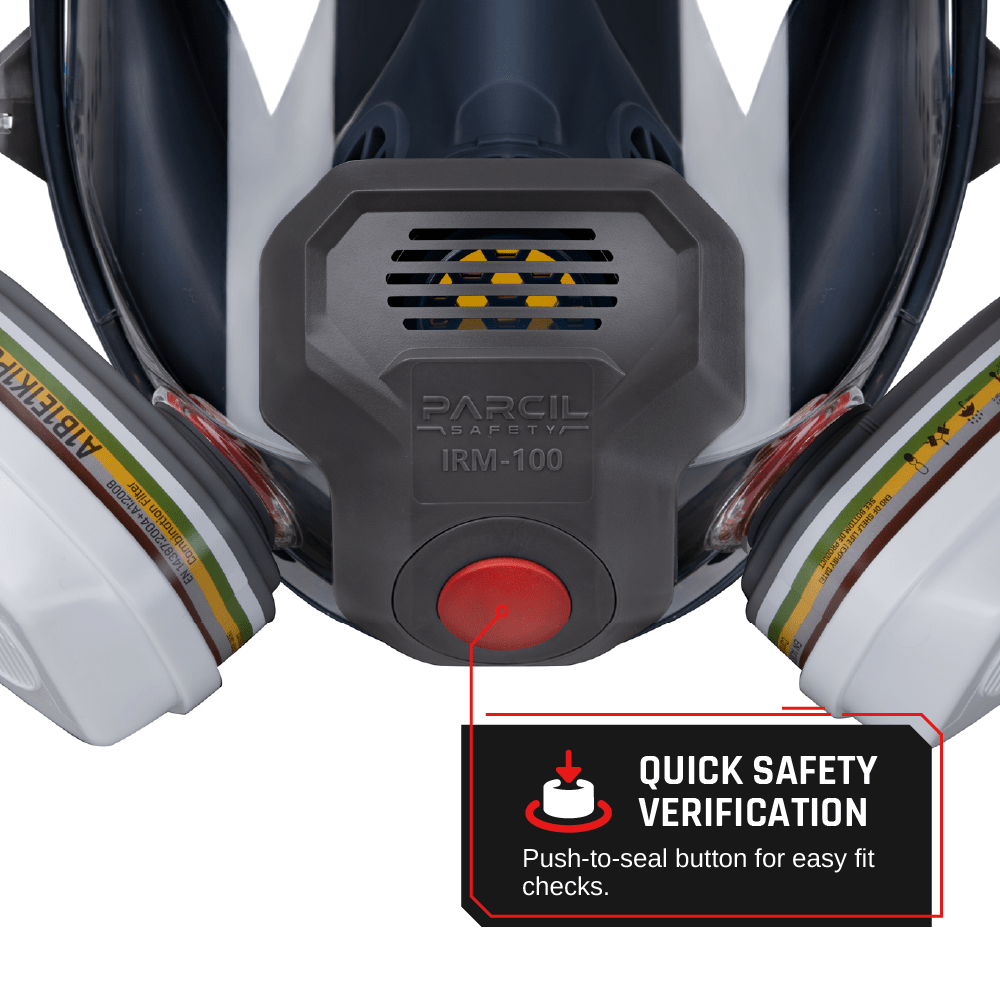 IRM - 100 Industrial Full - Face Respirator with P - 3 - 0 ABEK1P3 Combination Cartridge Set - Parcil SafetyParcil Safety