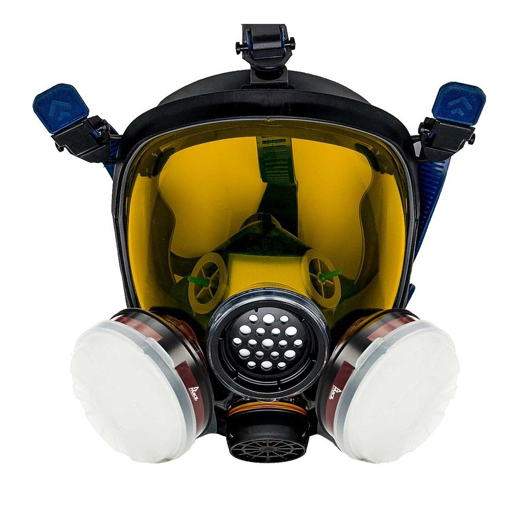 PD-100 Light Amber - Full Face Respirator Tinted Gas Mask with Organic Vapor and Particulate Filtration front side