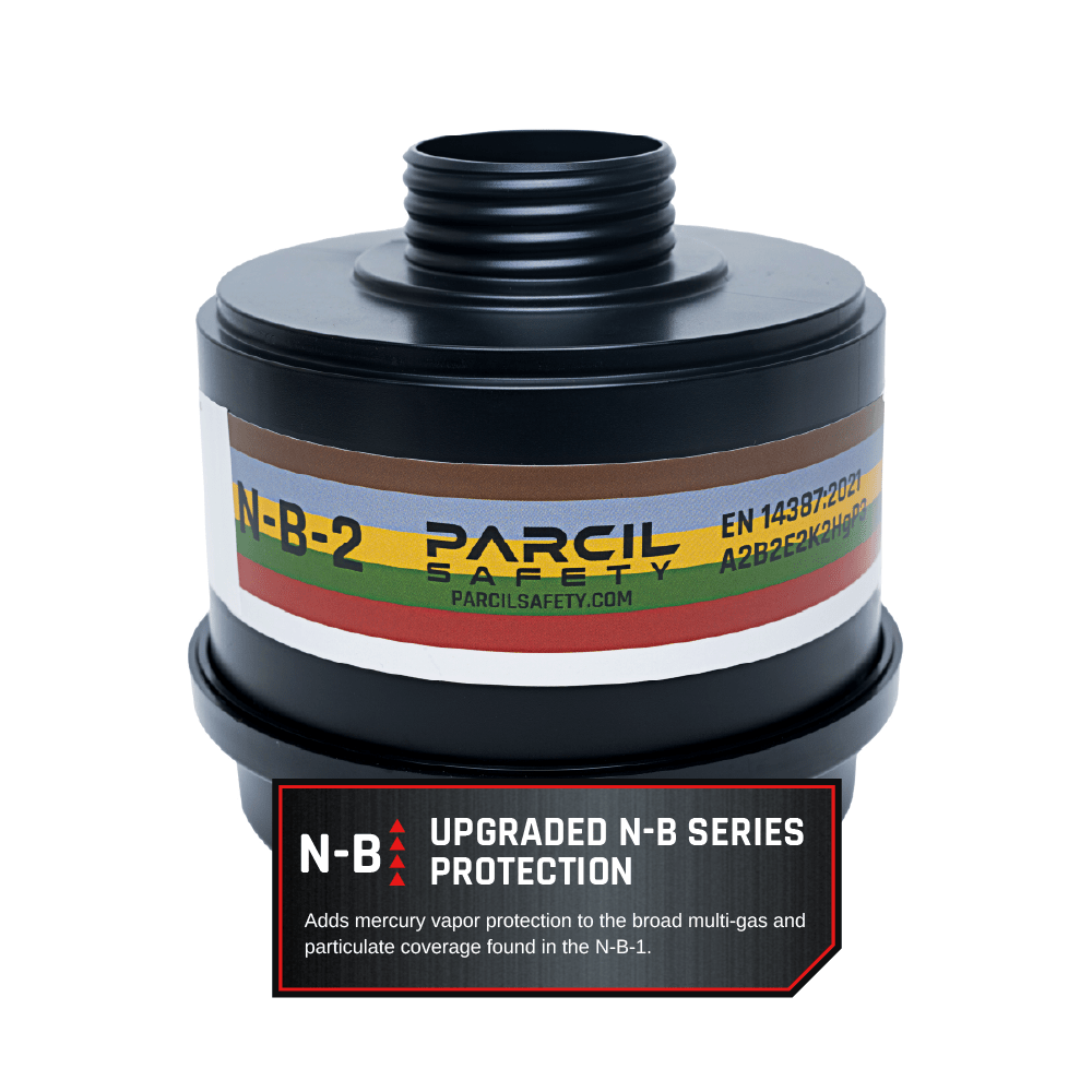 N-B-2 Advanced Multi-Gas & Mercury Vapor Protection 40mm Canister A2B2E2K2HgP3 R - Fits NATO 40mm Gas Masks - Parcil SafetyParcil Safety