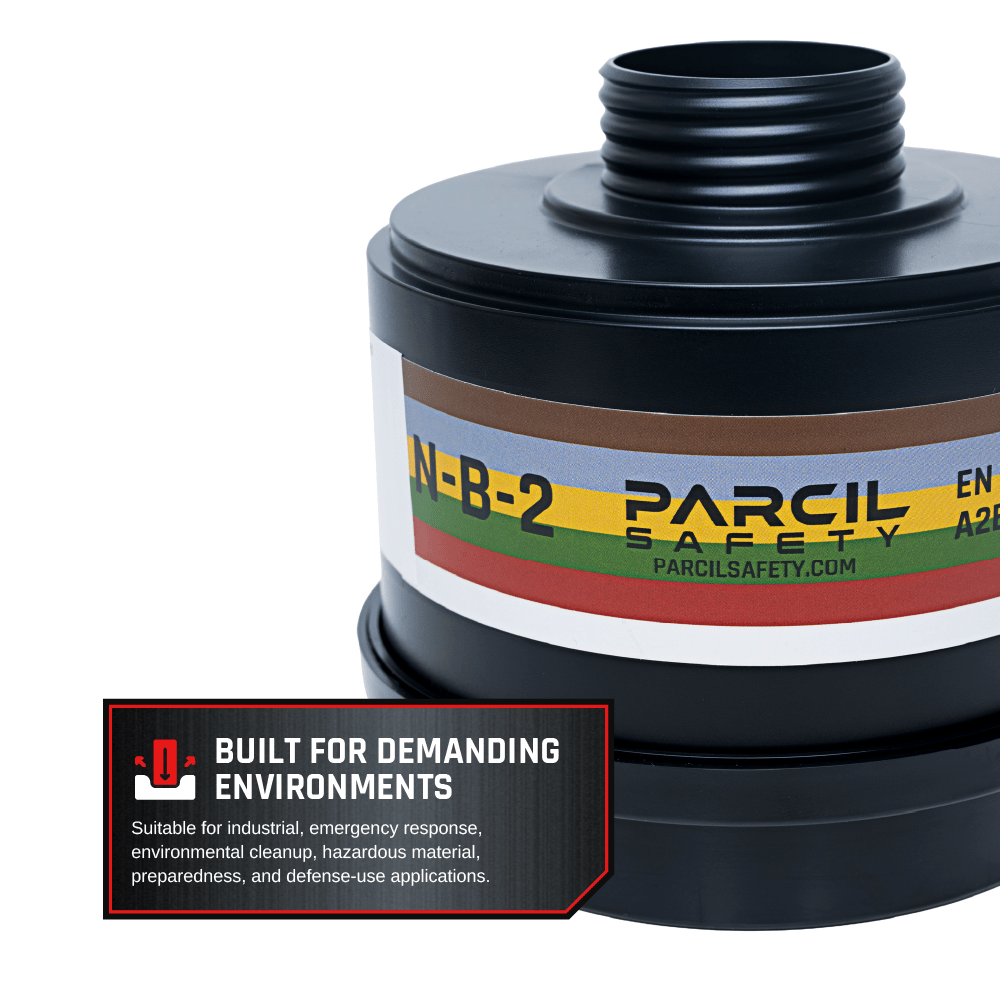 N-B-2 Advanced Multi-Gas & Mercury Vapor Protection 40mm Canister A2B2E2K2HgP3 R - Fits NATO 40mm Gas Masks - Parcil SafetyParcil Safety