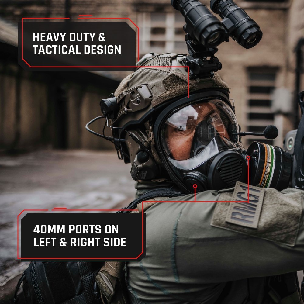 NB - 100 Dark Amber Tactical Gas Mask - Full Face Respirator with 40mm N - B - 1 Defense Filter - Parcil SafetyGas MasksGas MasksParcil Safety