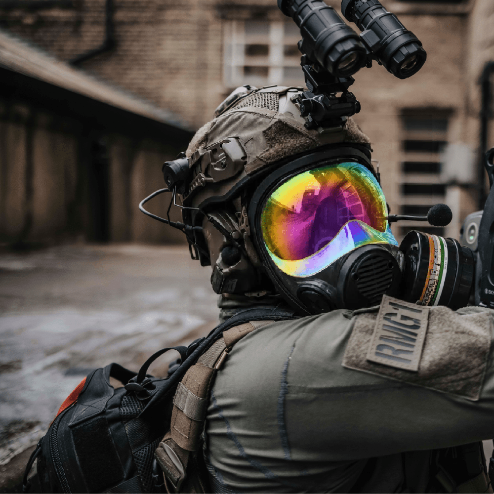 NB-100 Solar Prism Mirrored Tactical Respirator Mask - Full Face Respirator with 40mm N-B-1 Defense Filter - Parcil SafetyGas MasksGas MasksParcil Safety