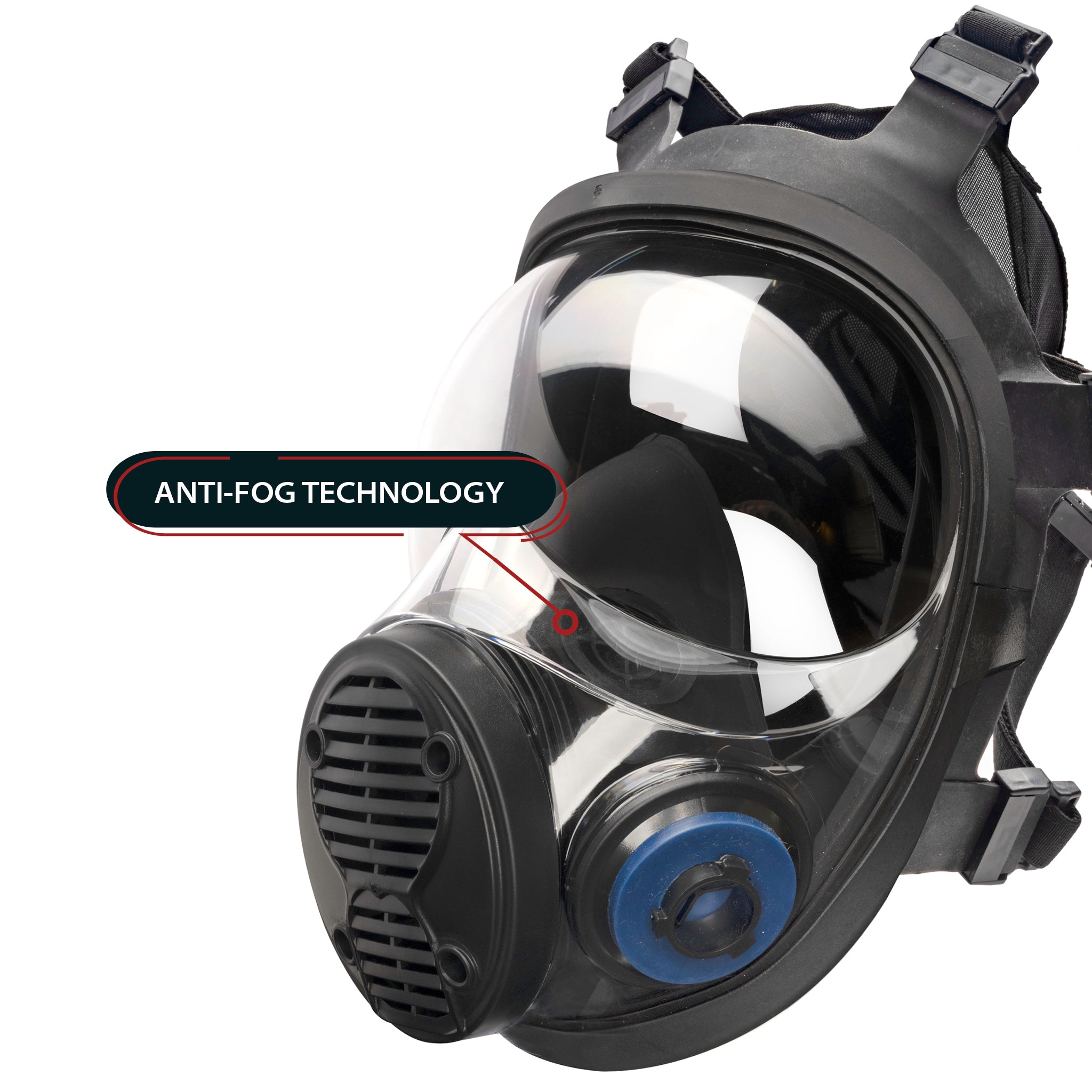 NB - 100B Industrial Respirator with Bayonet Style Filter Ports - Full Face Respirator with MaxPro P - 3 - 0 Multipurpose Filter Cartridges - left side