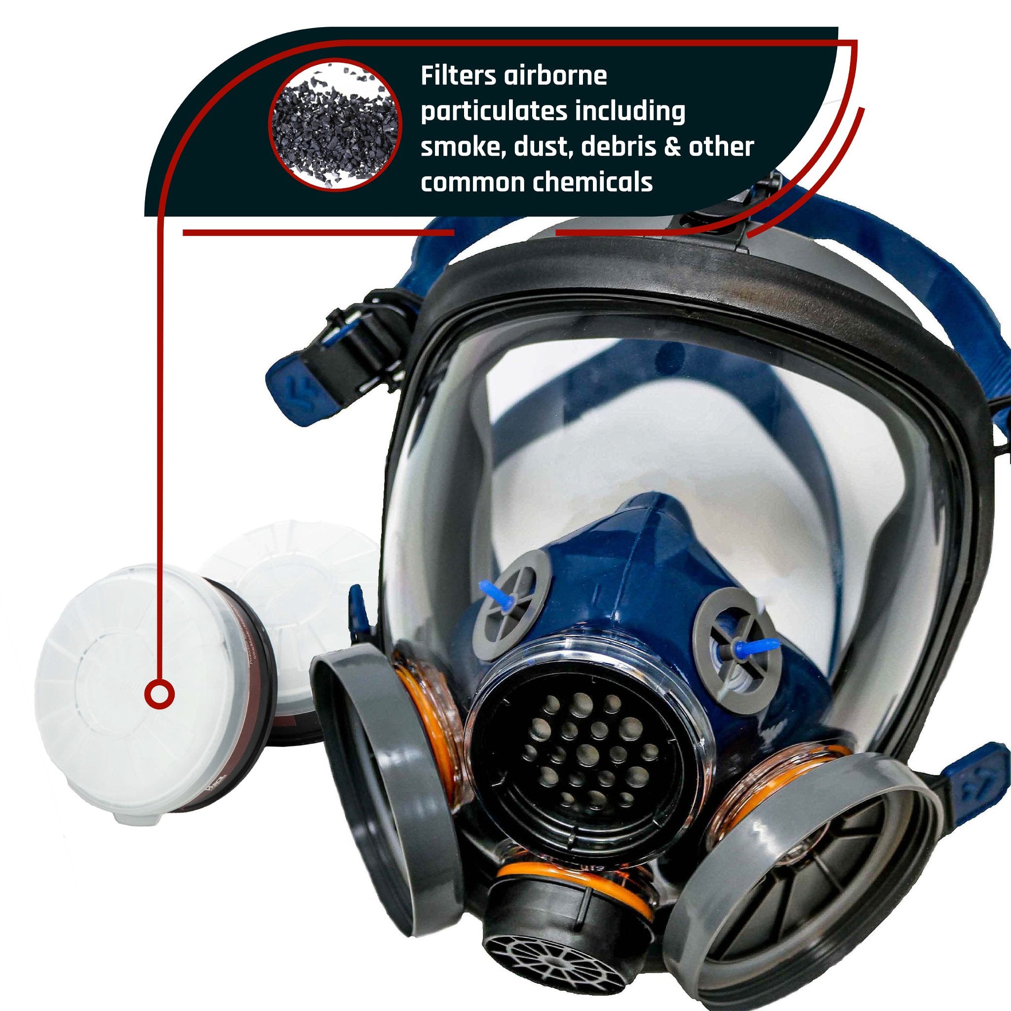 PD - 100 Arctic Blue - Full Face Respirator Mirrored Gas Mask with Organic Vapor - Parcil Safety Respirators