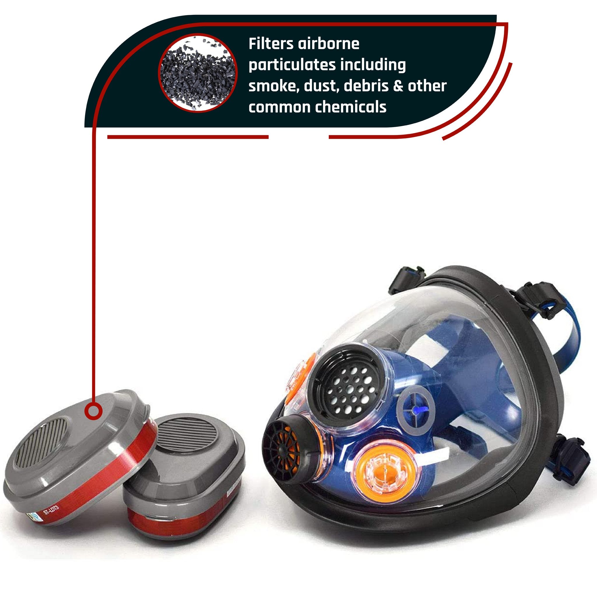 PD - 101 Arctic Blue Mirrored - Full Face Respirator Gas Mask