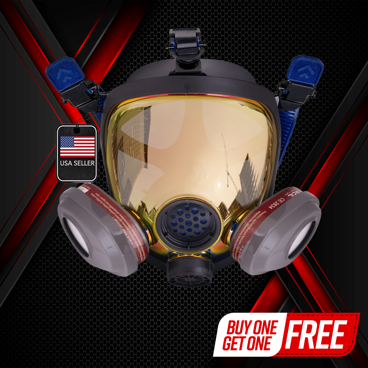 PD - 101 Burnt Bronze Mirrored - Full Face Respirator Gas Mask with A1 Organic Vapor (OV) with P2 Particulate Filter Canister - Parcil SafetyRespiratorsRespiratorsParcil Safety
