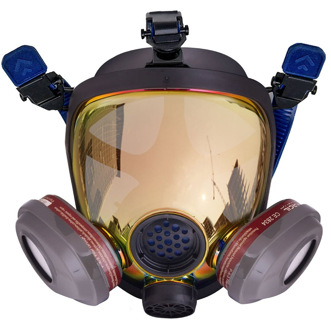 PD-101 Burnt Bronze Mirrored - Full Face Respirator Gas Mask with Organic Vapor and Particulate Filtration - Parcil Safety Respirators