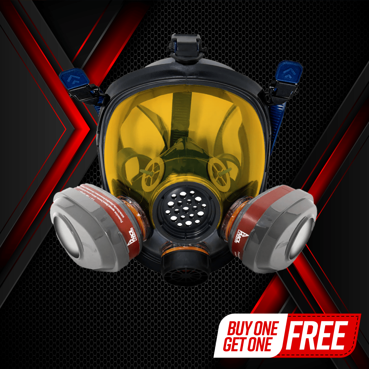 PD - 101 Light Amber Tinted Full Face Respirator Gas Mask with A1 Organic Vapor (OV) with P2 Particulate Filter Canister - Parcil SafetyRespiratorsRespiratorsParcil Safety
