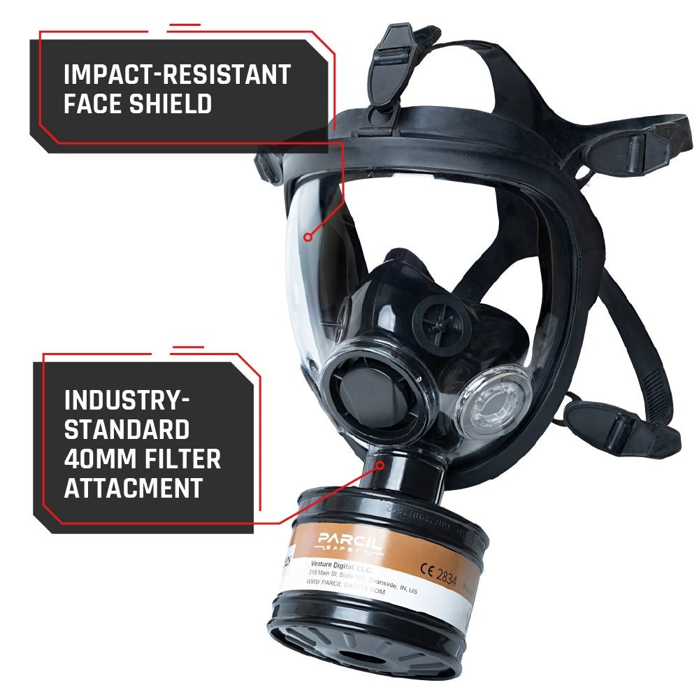 ST - 100X Clear Full - Face Survival Gas Mask with A2P3 R Organic Vapor and Particulate Protection - Parcil SafetyGas MasksGas MasksParcil Safety