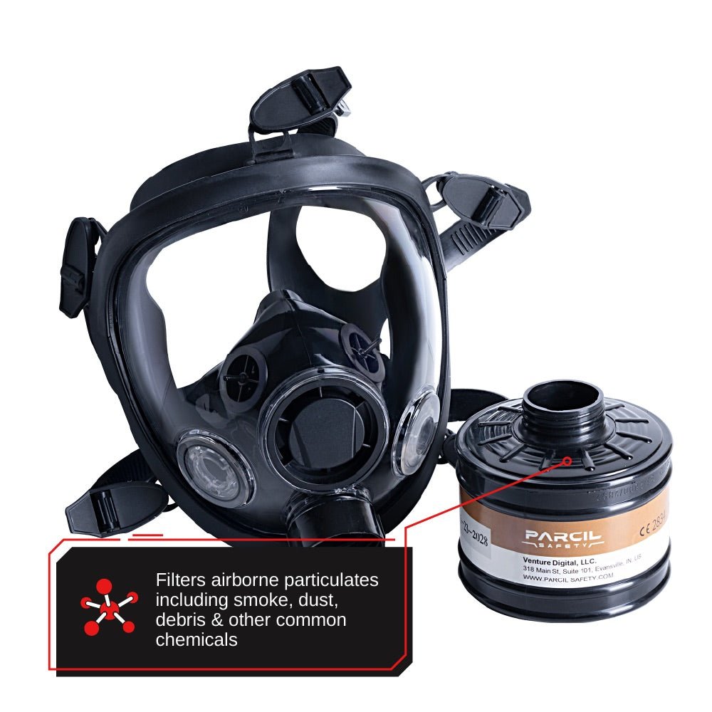 ST - 100X Clear Full - Face Survival Gas Mask with A2P3 R Organic Vapor and Particulate Protection - Parcil SafetyGas MasksGas MasksParcil Safety