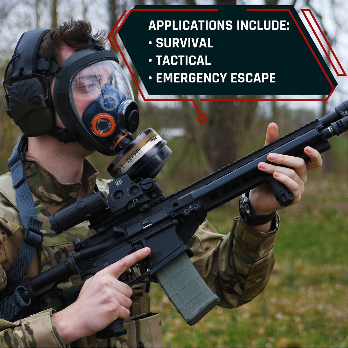 ST - 100X Smoke Black Tinted Full Face Respirator Gas Mask with Organic Vapor and Particulate Filtration