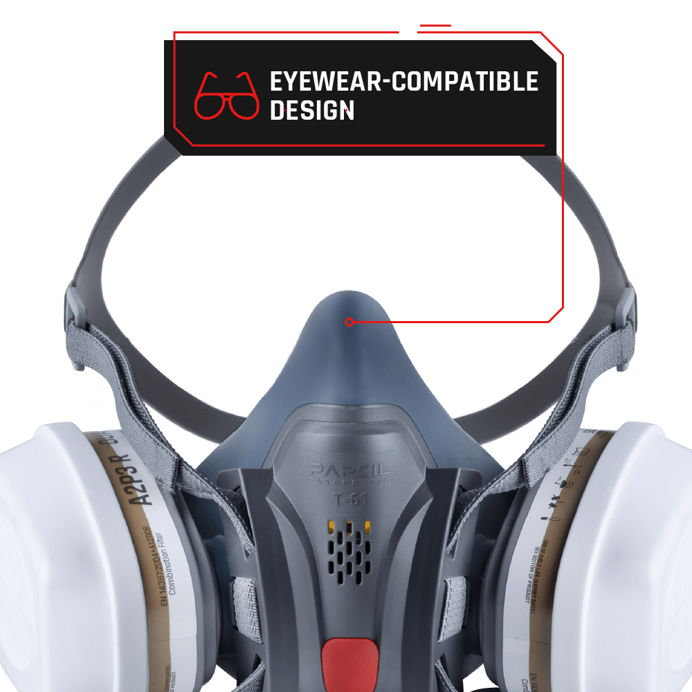T - 61 Half Face Respirator Gas Mask & C - 10 Goggles with Organic Vapor and Particulate Filtration - Parcil SafetyRespiratorsRespiratorsParcil Safety