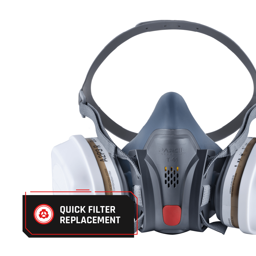 T - 61 Half Face Respirator Gas Mask & C - 10 Goggles with Organic Vapor and Particulate Filtration - Parcil SafetyRespiratorsRespiratorsParcil Safety