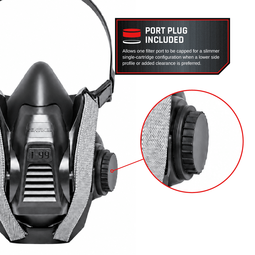 T-99 Sentinel Tactical Half Face Respirator with T-P-3 Low-Profile Cartridges - Parcil SafetyParcil Safety