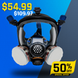 PD-100 Full-Face Air Purifying Respirator (APR) with A1 Organic Vapor (OV) with P2 Particulate Filter Canister Image