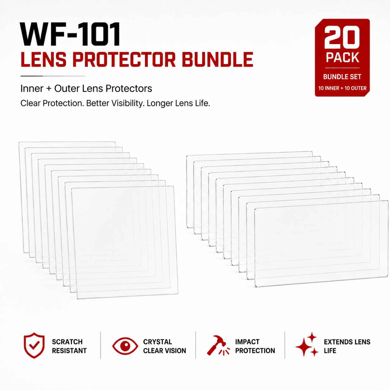 Replacement Lens Protectors for WF-101 Pro Welding Respirator (10-Pack)