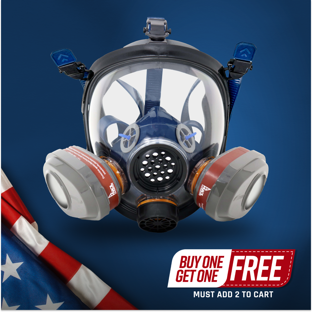 PD-101 Full-Face Industrial Air Purifying Respirator (APR) with A1 Organic Vapor (OV) with P2 Particulate Filter Canister