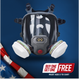 IRM-100 Industrial Full-Face Respirator with P-3-0 ABEK1P3 Combination Cartridge Set Image
