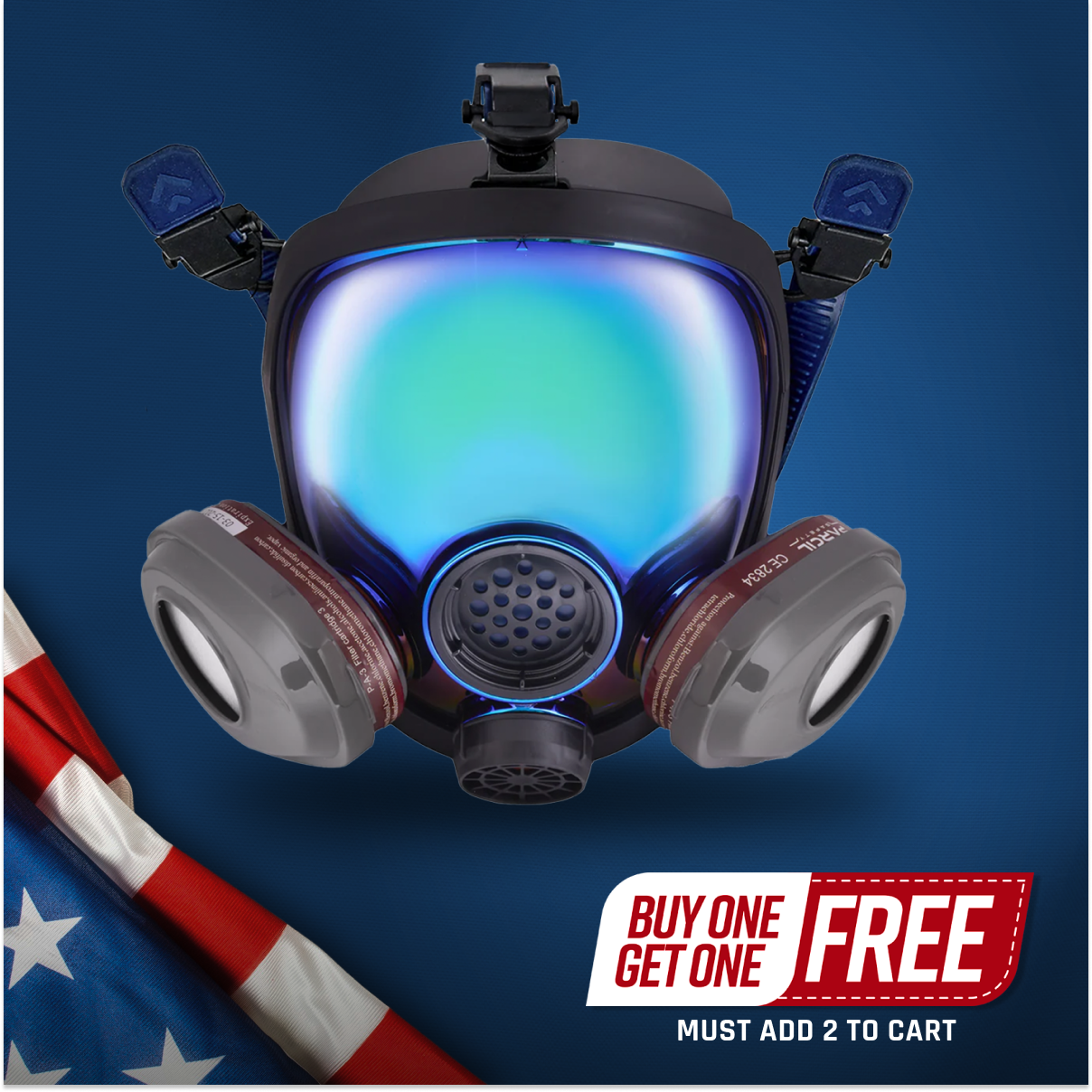 PD-101 Full-Face Industrial Air Purifying Respirator (APR) with A1 Organic Vapor (OV) with P2 Particulate Filter Canister