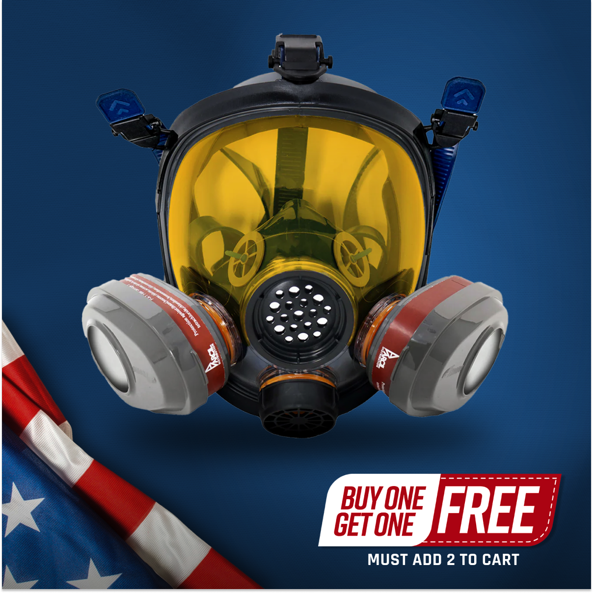 PD-101 Full-Face Industrial Air Purifying Respirator (APR) with A1 Organic Vapor (OV) with P2 Particulate Filter Canister