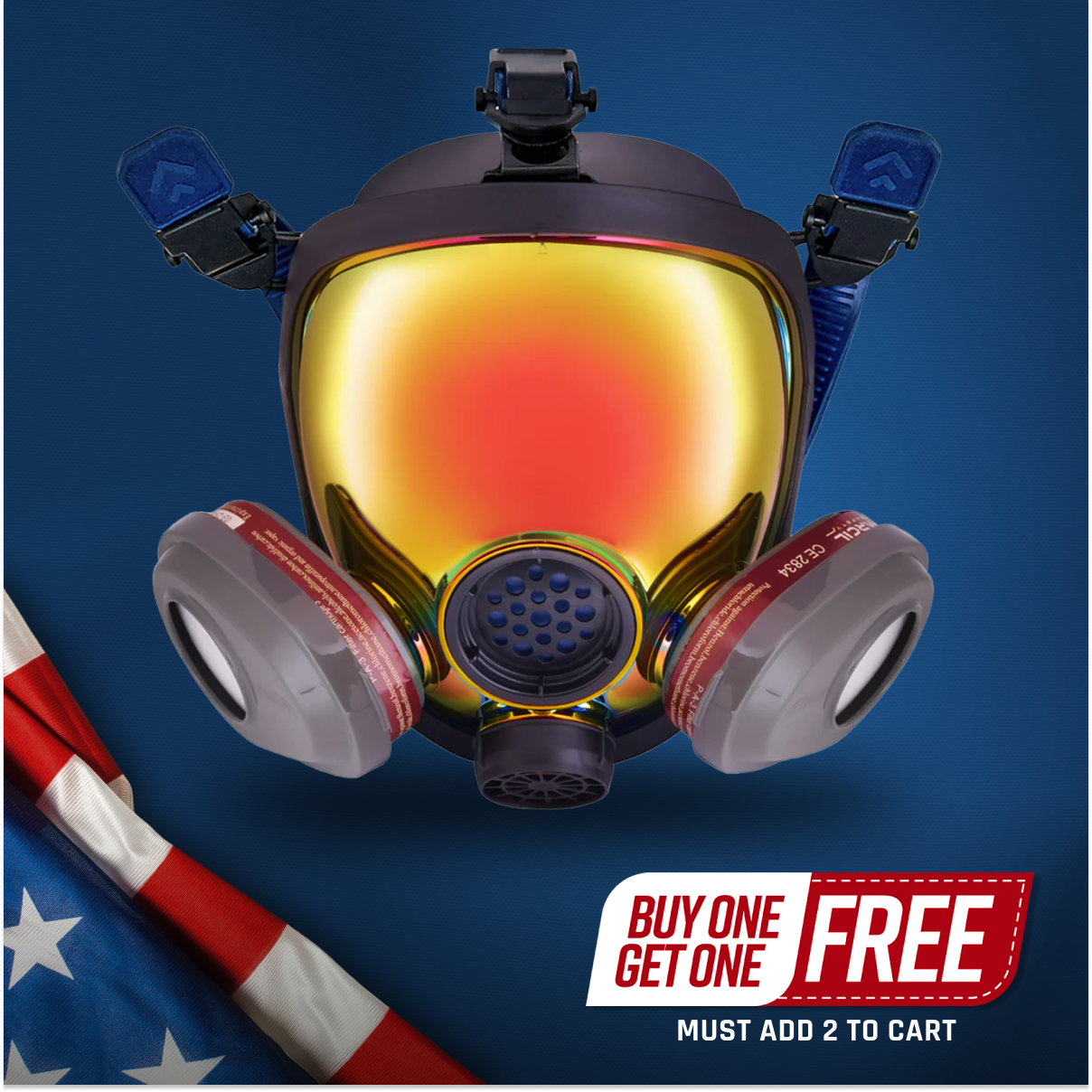 PD-101 Full-Face Industrial Air Purifying Respirator (APR) with A1 Organic Vapor (OV) with P2 Particulate Filter Canister