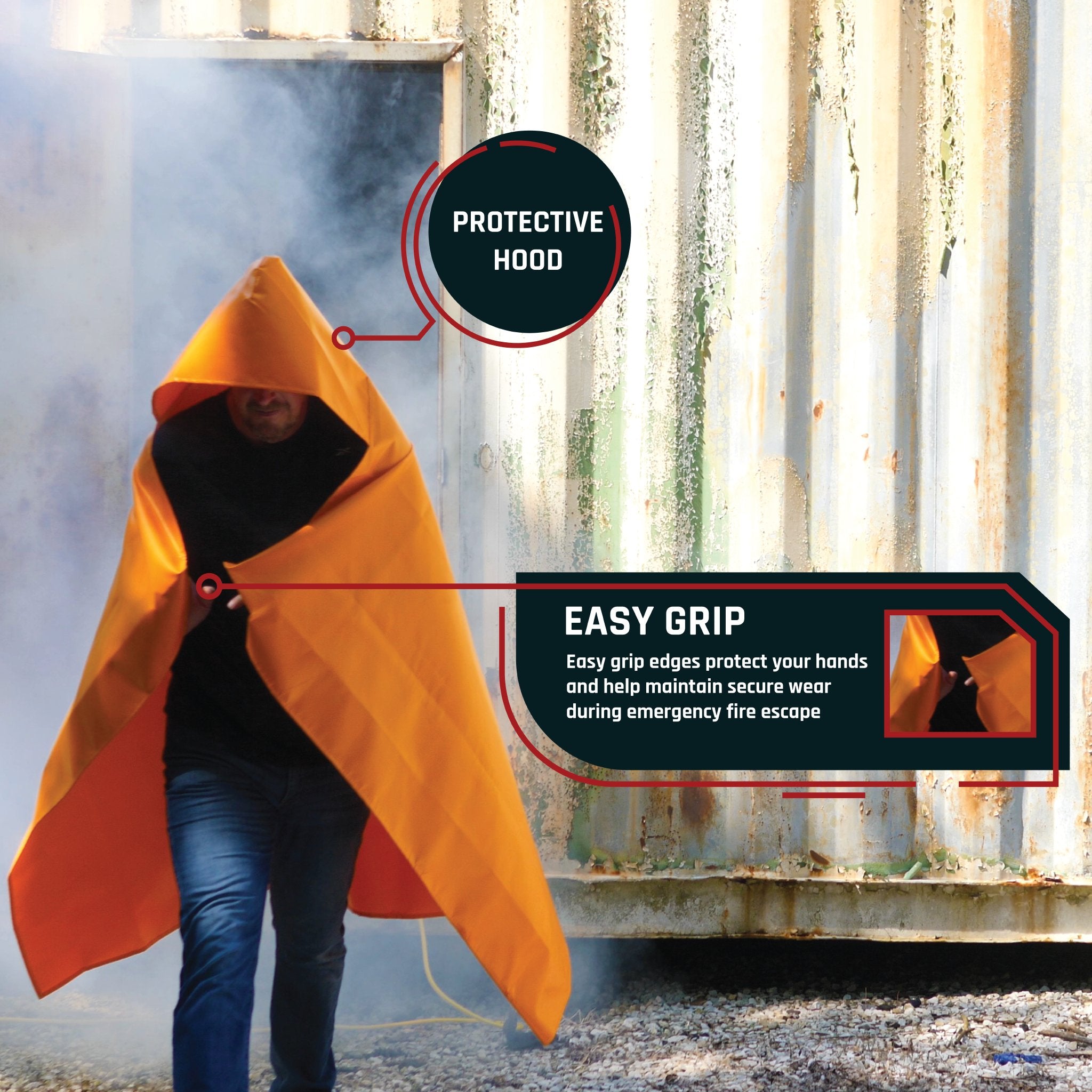 FEC - 100 Large Fire Escape Cape - Silicone Coated Fire Resistant Blanket - Parcil SafetyFire SafetyFire SafetyParcil Safety