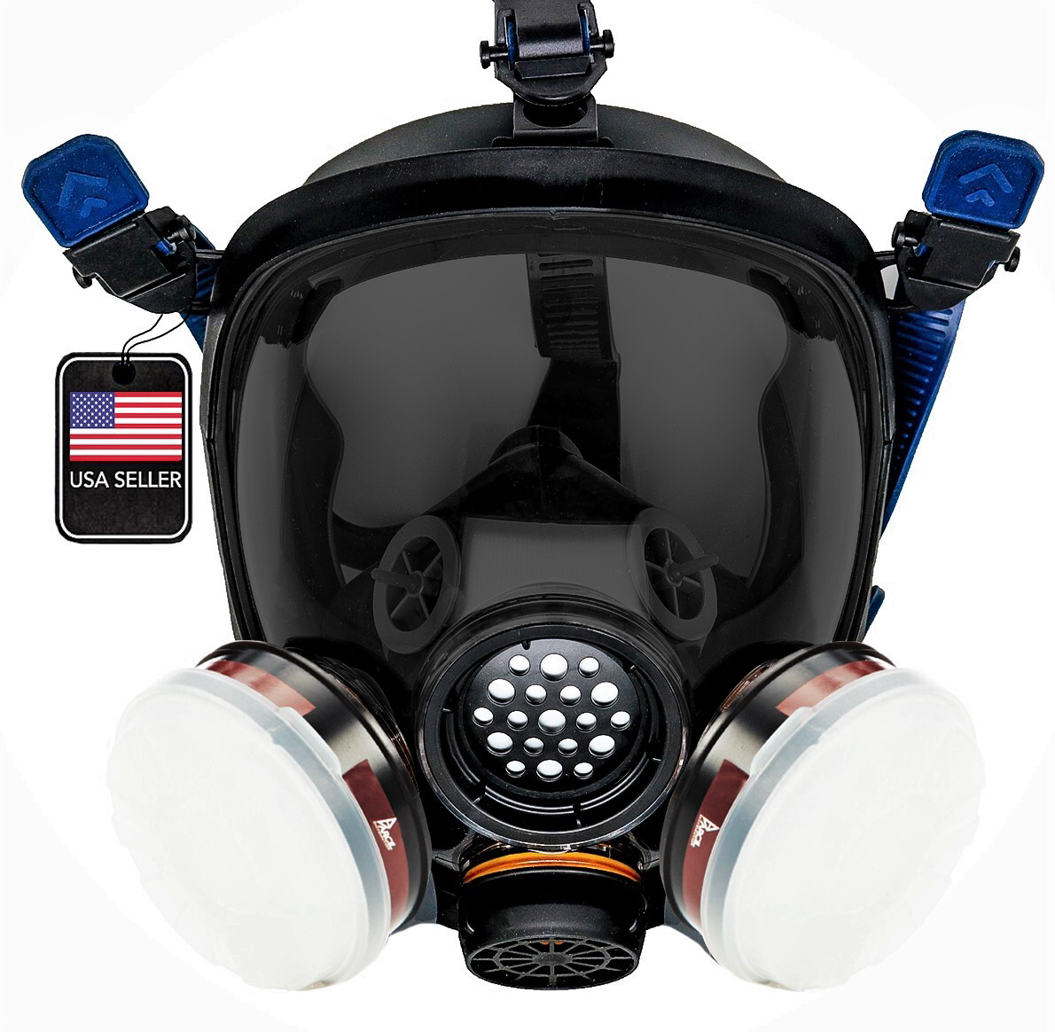 PD-100 Smoke Black - Full Face Respirator Tinted Gas Mask with Organic Vapor and Particulate Filtration