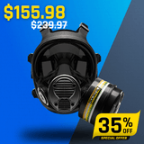 NB-100 Smoke Black Tactical Gas Mask - Full Face Respirator with 40mm N-B-1 Defense Filter