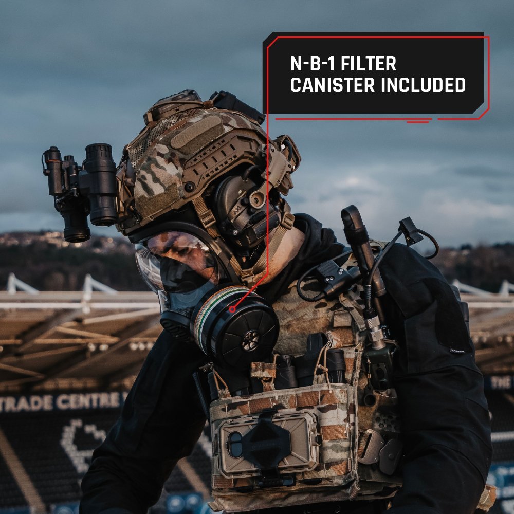 NB - 100 Smoke Black Tactical Gas Mask - Full Face Respirator with 40mm N - B - 1 Defense Filter - Parcil SafetyGas MasksGas MasksParcil Safety