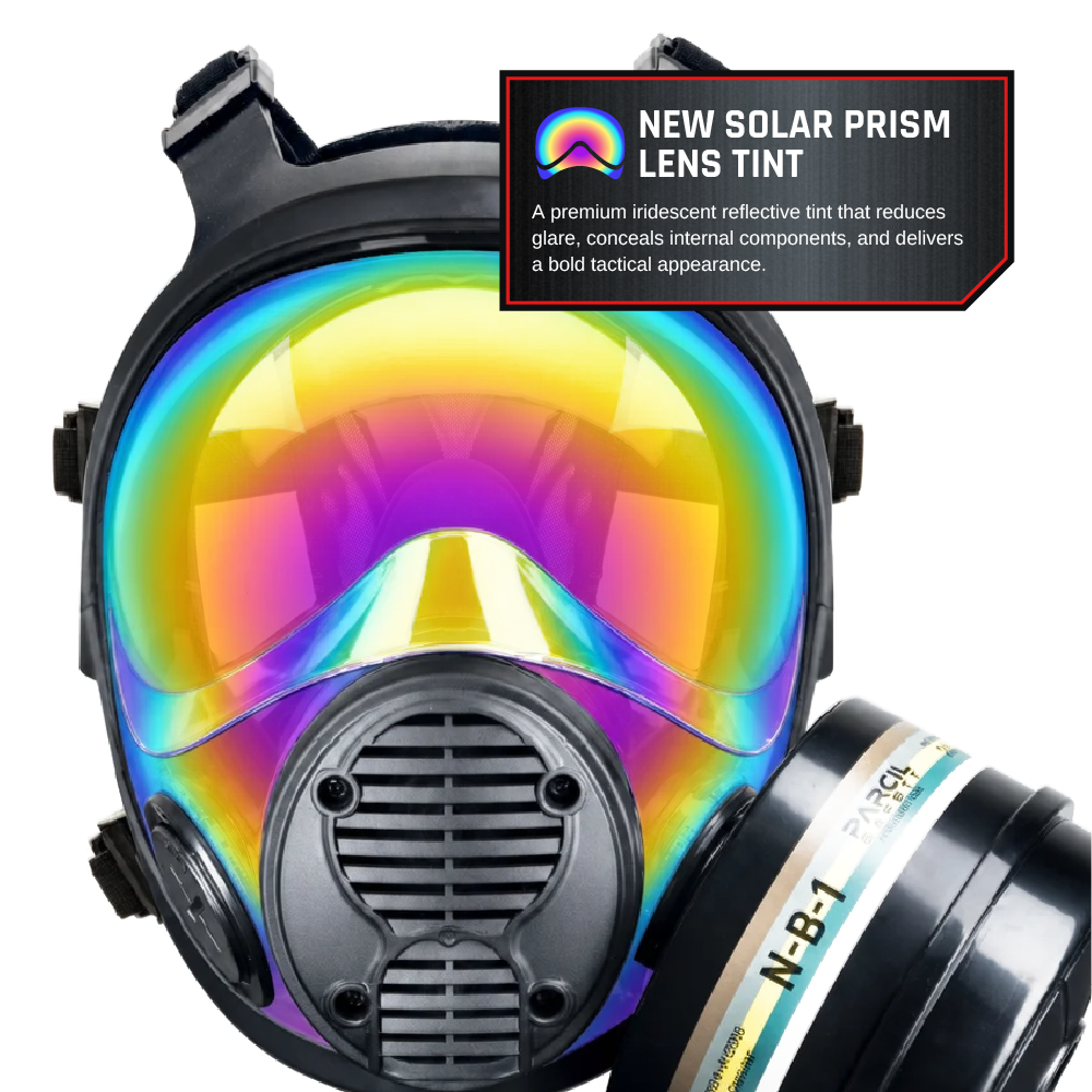 NB-100 Solar Prism Mirrored Tactical Respirator Mask - Full Face Respirator with 40mm N-B-1 Defense Filter - Parcil SafetyGas MasksGas MasksParcil Safety