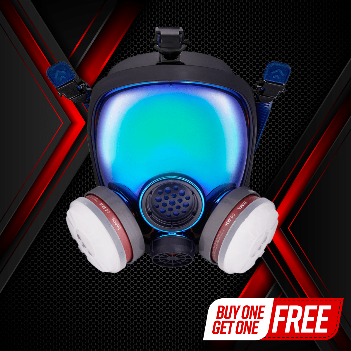 PD - 100 Arctic Blue - Full Face Respirator Mirrored Gas Mask with A1 Organic Vapor (OV) with P2 Particulate Filter Canister - Parcil SafetyRespiratorsRespiratorsParcil Safety
