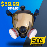 PD-100 Burnt Bronze - Full Face Respirator Mirrored Gas Mask with A1 Organic Vapor (OV) with P2 Particulate Filter Canister