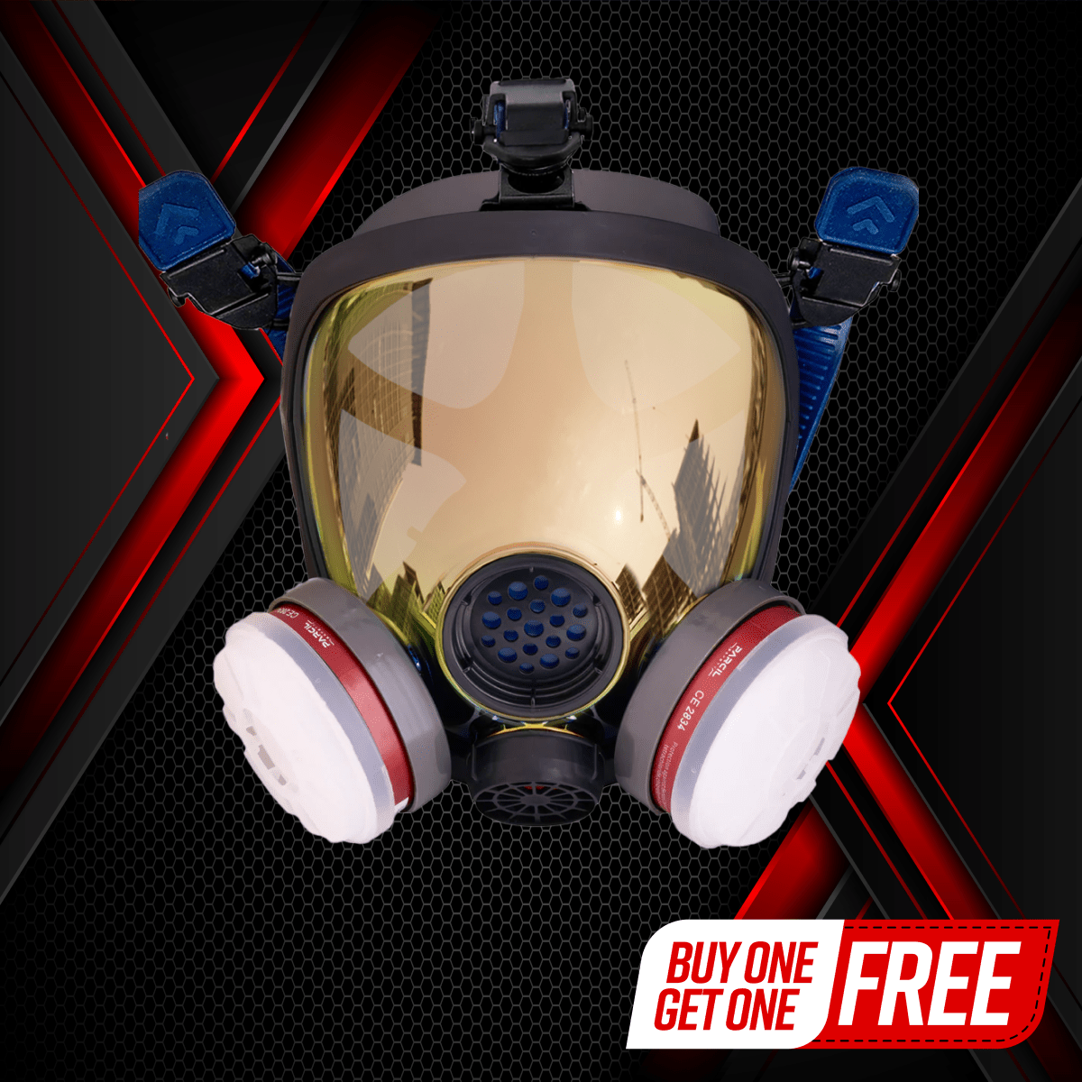 PD - 100 Burnt Bronze - Full Face Respirator Mirrored Gas Mask with A1 Organic Vapor (OV) with P2 Particulate Filter Canister - Parcil SafetyRespiratorsRespiratorsParcil Safety