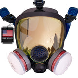 PD-100 Burnt Bronze - Full Face Respirator Mirrored Gas Mask with A1 Organic Vapor (OV) with P2 Particulate Filter Canister