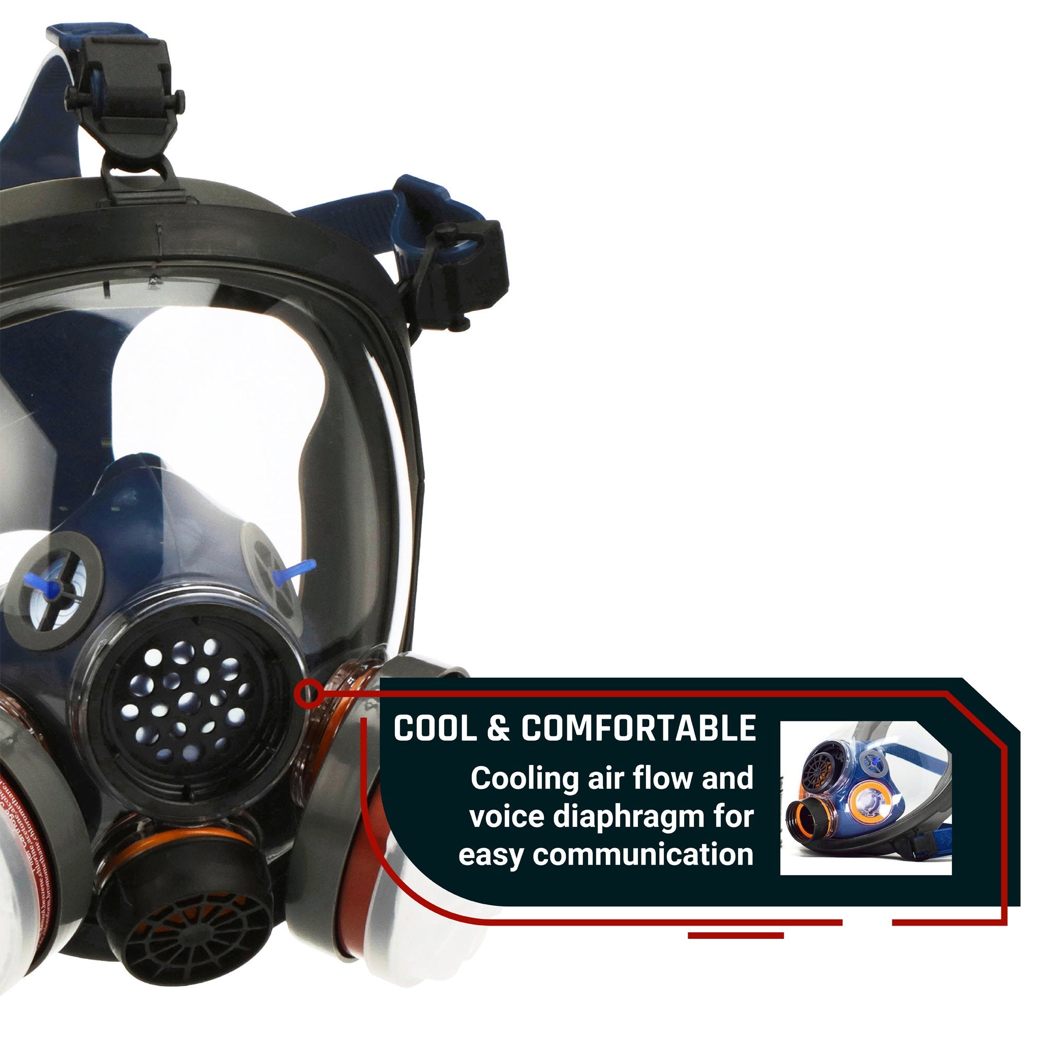 PD - 100 Inferno Red - Full Face Respirator Mirrored Gas Mask with Organic Vapor and Particulate Filtration