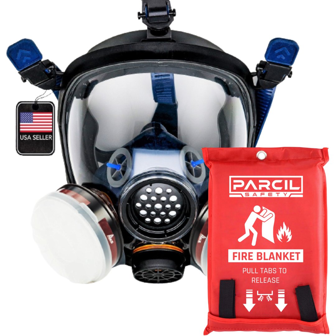 PD - 100 Organic Vapor Full Face Respirator Mask - FREE PD - 452 Emergency Fire Extinguisher Blanket! - Parcil SafetyBundle DealsBundle DealsParcil Safety