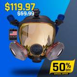 PD-101 Burnt Bronze Mirrored - Full Face Respirator Gas Mask with A1 Organic Vapor (OV) with P2 Particulate Filter Canister