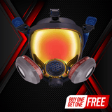 PD-101 Inferno Red Mirrored - Full Face Respirator Gas Mask with A1 Organic Vapor (OV) with P2 Particulate Filter Canister
