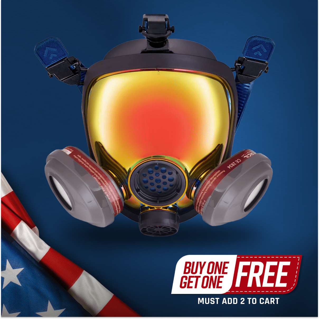 PD - 101 Inferno Red Mirrored - Full Face Respirator Gas Mask with A1 Organic Vapor (OV) with P2 Particulate Filter Canister - Parcil SafetyRespiratorsRespiratorsParcil Safety