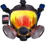 PD-101 Inferno Red Mirrored - Full Face Respirator Gas Mask with A1 Organic Vapor (OV) with P2 Particulate Filter Canister