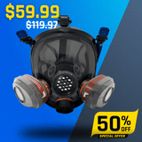 PD-101 Smoke Black Tinted Full Face Respirator Gas Mask with A1 Organic Vapor (OV) with P2 Particulate Filter Canister