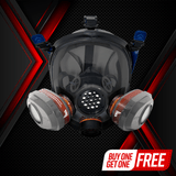 PD-101 Smoke Black Tinted Full Face Respirator Gas Mask with A1 Organic Vapor (OV) with P2 Particulate Filter Canister