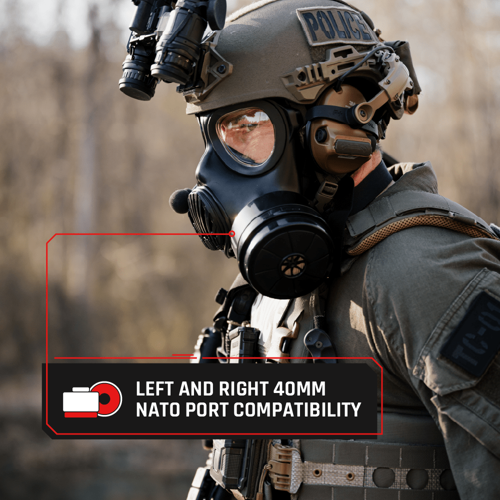 PRE - Sale IIR - 100 NATO CBRN Recon Military Tactical Gas Mask with Canteen and N - B - 0 40mm NATO CBRN Defense Canister - Parcil SafetyGas MasksGas MasksParcil Safety