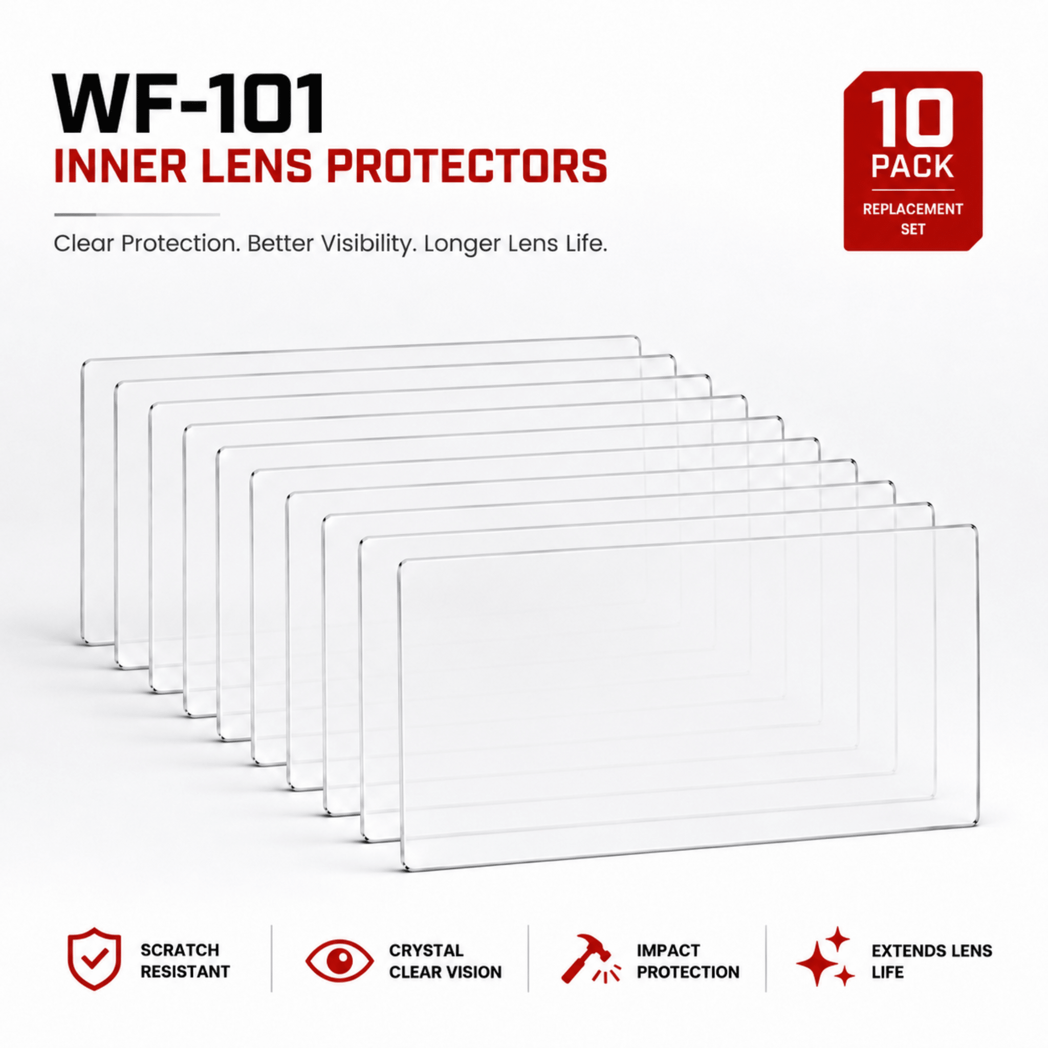 Replacement Lens Protectors for WF-101 Pro Welding Respirator (10-Pack) - Parcil SafetyParcil Safety