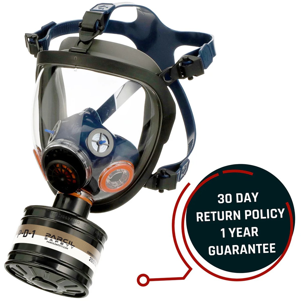 ST - 100X Arctic Blue Mirrored - Full Face Respirator Gas Mask with Organic Vapor and Particulate Filtration - Parcil SafetyGas Masks front side