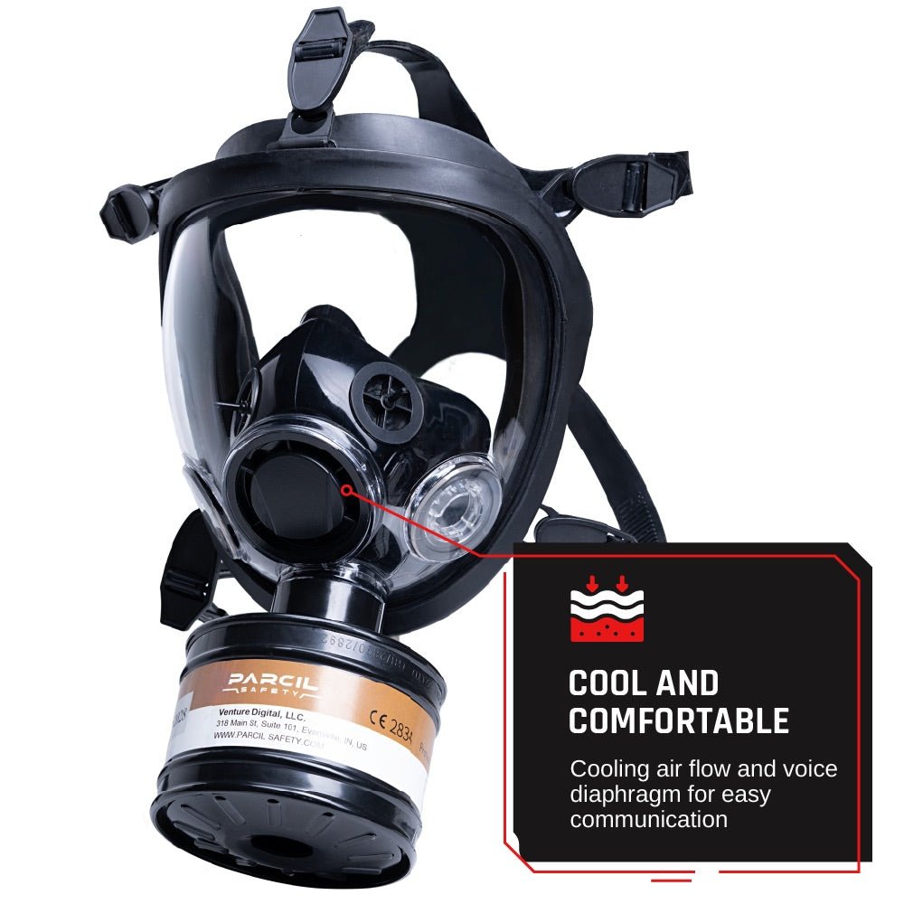 ST - 100X Clear Full - Face Survival Gas Mask with A2P3 R Organic Vapor and Particulate Protection - Parcil SafetyGas MasksGas MasksParcil Safety